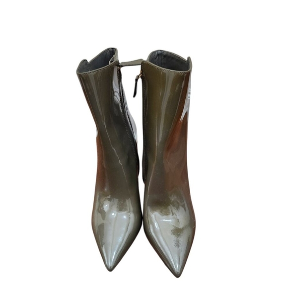 J. Crew Women size 8.5 Khaki Patent Leather Shoe High-Heel Ankle Boot AE854 - Picture 3 of 12